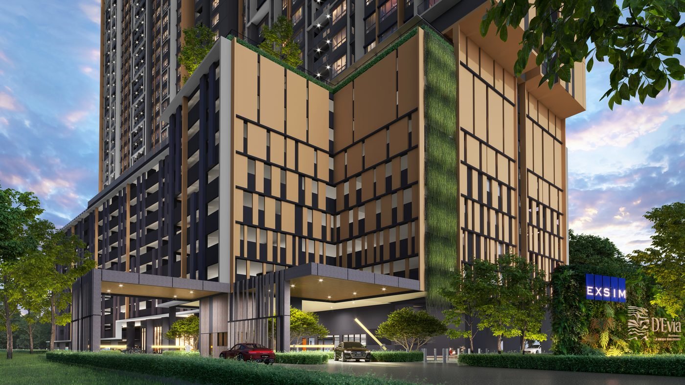Grand entrance of D'Evia Residences at Kwasa Damansara