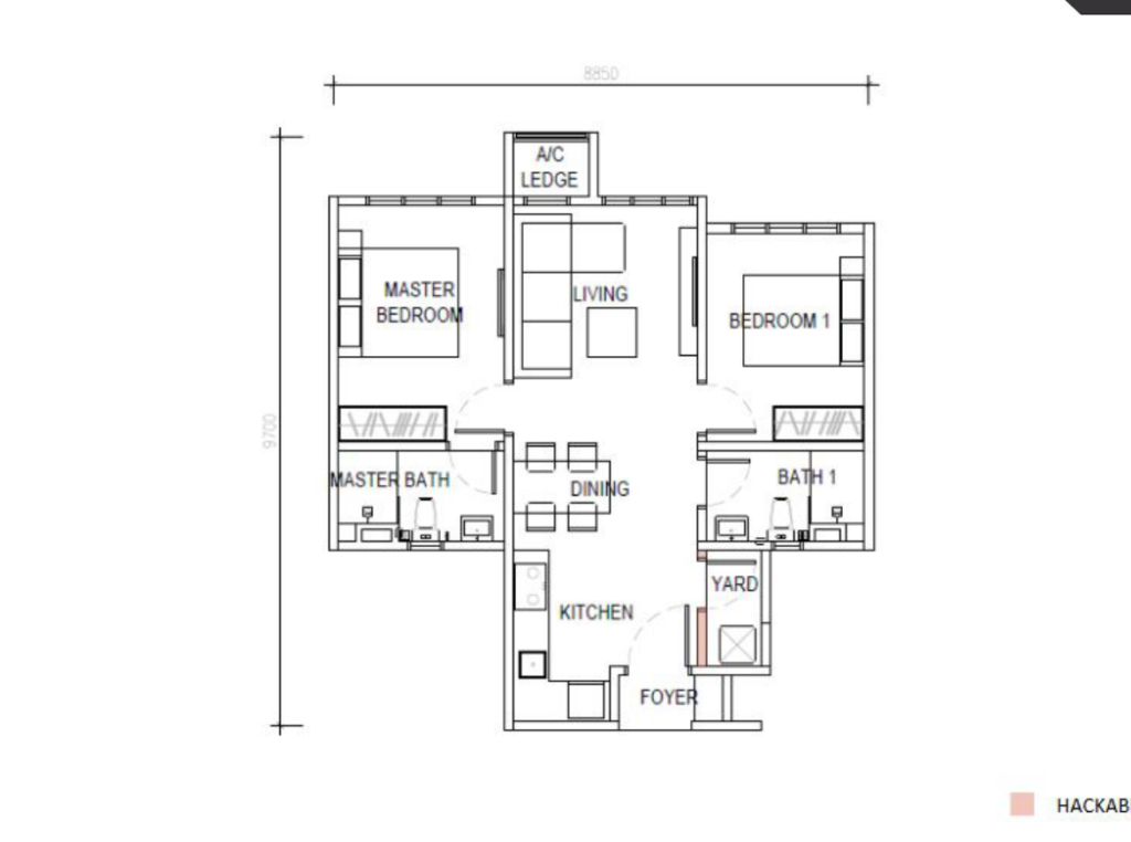 Type A floor plan 657 sq ft 2 bedrooms 2 bathrooms at D'Evia Residences