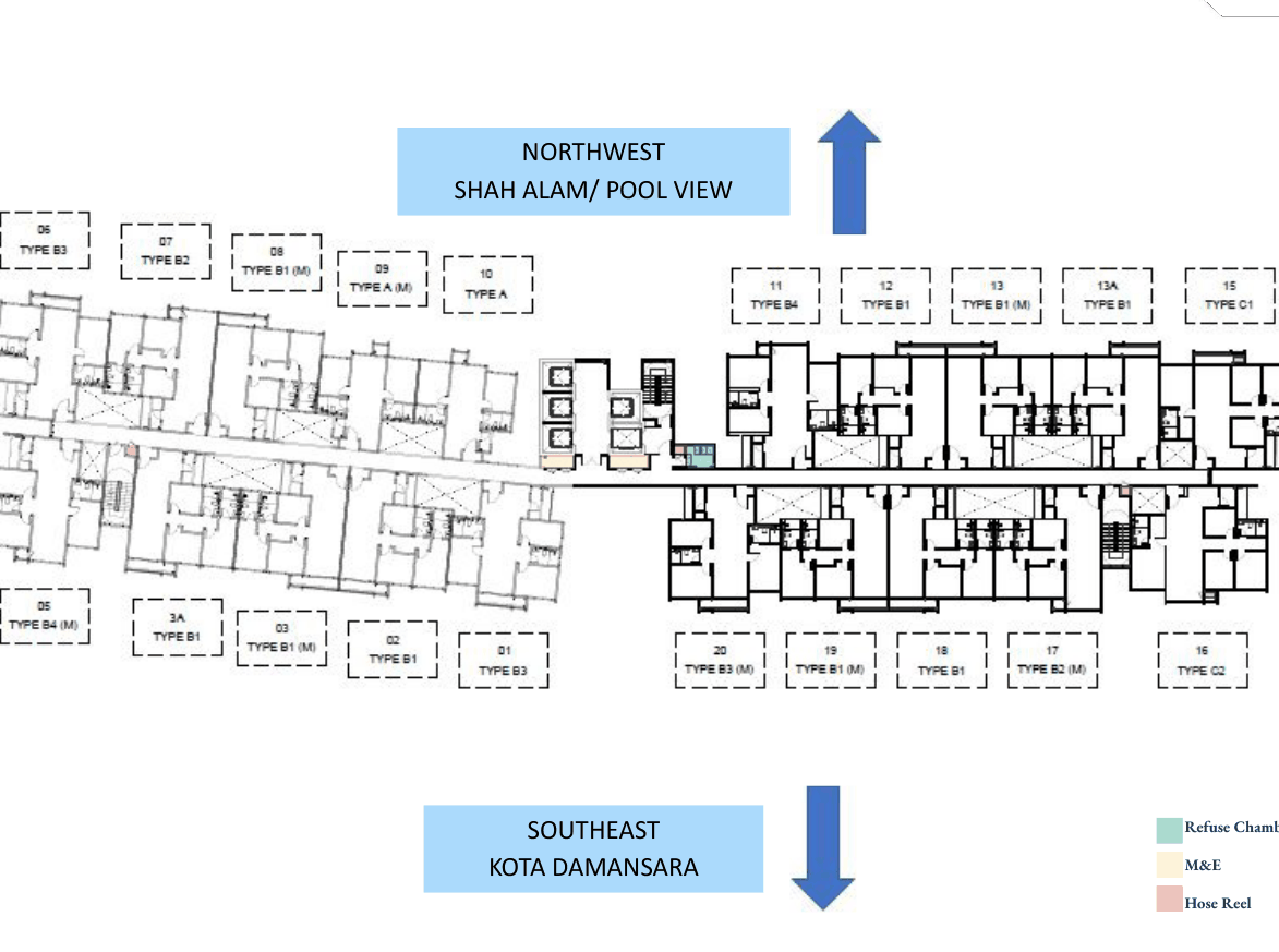 D’Evia typical floor plan, Levels 11 to 31, 20 units per floor