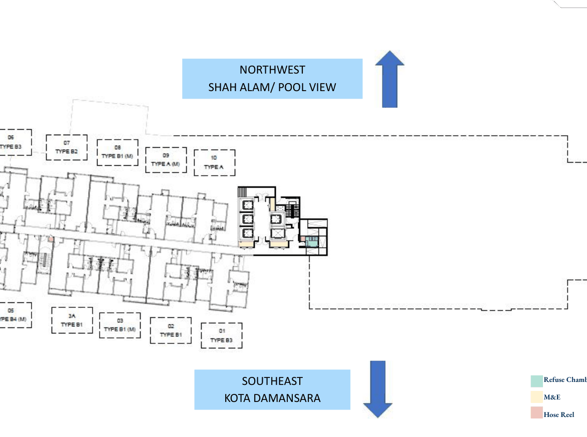 D’Evia typical floor plan, Level 9 facility level, units 01 to 10